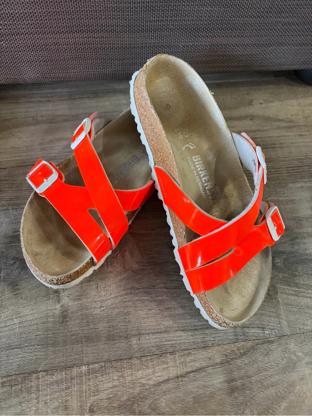 Birkenstock Yao Hex Neon Orange slide sandals